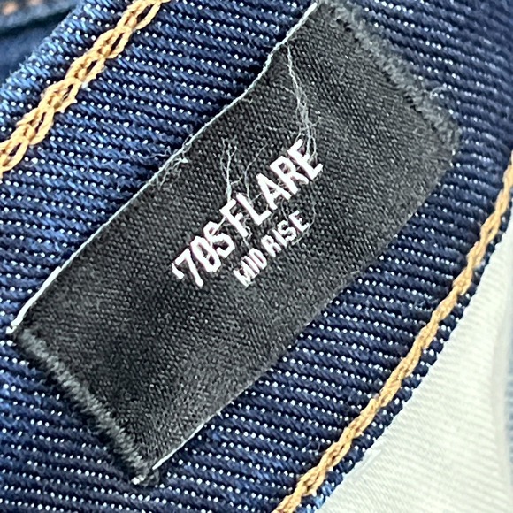 Express '70s Flare Mid Rise Jeans‎ Women's 6R Dark Blue Wash Denim Stretch Pant - Picture 4 of 16